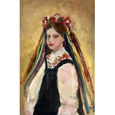 “Ukrainian Girl in a Vyshyvanka and Flower Wreath” is an original oil painting by Ukrainian artist Marina Stognieva “Ukrainian Girl in a Vyshyvanka and Flower Wreath” is an original oil painting by Ukrainian artist Marina Stognieva